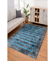 Dijital Kaymaz Taban Yıkanabilir Renkli Salon Halısı Mutfak Halısı Yolluk ND-SD-247 (Mavi)