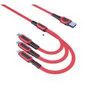 Konfulon DC19 3in1 Esnek USB Şarj Kablosu 1.3M 3A (Kırmızı)