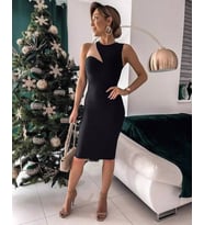 Tül detaylı krep kumaş elbise (Renk Seçenekli) (Siyah)
