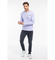 Süperlife Bisiklet Yaka Uzun Kollu Dar Kalıp İnce  Erkek Sweatshirt SPR2019K18 (Lila)