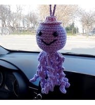 Amigurumi Sevimli Ahtapot El Emeği Araba Süsü Dikiz Aynası (Mor)