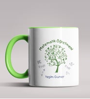 Kişiye Özel Matematik Öğretmeni Tasarımlı Siyah Renk Kupa 14 (Yeşil)