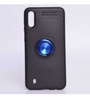 Samsung Galaxy M10 Kılıf Yüzüklü Magnetli Ravel Case (Siyah-Mavi)