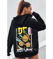 Unisex Tokoyaki Baskılı Sweatshirt (Siyah)