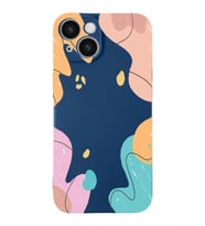 PrintiFy Apple iPhone 14 Uyumlu Lansman Kılıf Karışık Renkler Tasarımlı İçi Kadife Kapak (Lacivert)