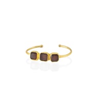 Kadir Jewellery 22 Ayar Altın Kaplama Zirkon Taşlı Ayarlanabilir Trend Bilezik (Bordo)