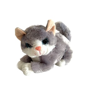 Sesli Miyavlayan Jumbo 30 cm Peluş Kedi (Gri)
