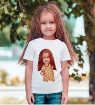BK Gift Kişiye Özel Kız Çocuk Karikatürlü Siyah T-Shirt-8 (Beyaz)