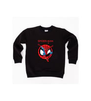 Spiderman baskılı örümcek adam pamuklu kumaş çocuk sweatshirt (Siyah)