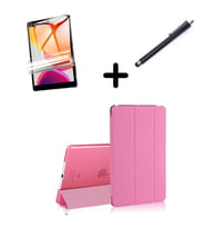 Apple iPad Air 3 / Pro 10.5" Kılıf Set PU Deri Smart Tablet Kilifi Ekran Koruyuc (Açık Pembe)