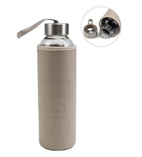 Deri Kılıflı 500Ml Cam Matara (Bej)