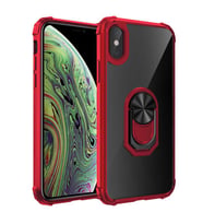 Uyumlu Model Apple iPhone X Kılıf Şeffaf Sararmaz Yüzüklü Mola Kapak (Kırmızı)
