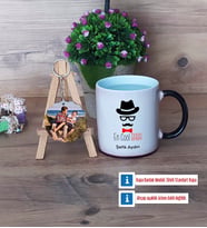 En Cool Baba Kupa Bardak Beyaz ve Fotoğraflı Ahşap Anahtarlık Hediye Babaya Hediye (Model 9)