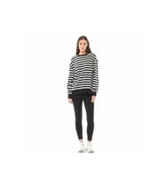 KADIN ÇİZGİLİ OVERSIZE SWEAT (Siyah & Beyaz)