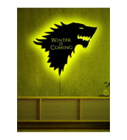 Mony Tasarım Led Işıklı Tablo Game Of Thrones Duvar Süsü Dekorasyon (Sarı)