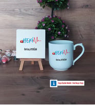 Hekim Dekoratif Taş, Kupa Bardak Kırmızı Hediye (Model 4)
