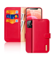Dux Ducis iPhone 12 - 12 Pro Kılıf Mıknatıslı Cüzdanlı Deri Kılıf Hivo Series (Kırmızı)