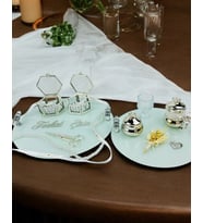 Cherish Söz Tepsisi ve Damat Kahve Fincan Tepsisi (Krem)
