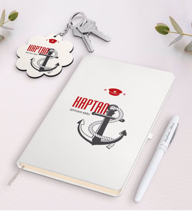 BK Gift Kişiye Özel Kaptan Siyah Defter Kalem Ve Anahtarlık Hediye Seti-1 (Model 2)