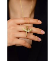 Mikailin Kılıcı Model Zirkon Taşlı Gümüş Kolye (Gold)
