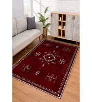 Dijital Kaymaz Taban Yıkanabilir Renkli Salon Halısı Mutfak Halısı Yolluk ND-SD-957 (Bordo)