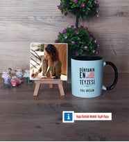 Teyzeye Hediye Fotoğraflı Dekoratif Taş, Kupa Bardak Beyaz Hediye (Model 11)