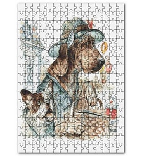 Cakapuzzle Şapkalı  Kıyafetli Köpekler Pikniğe Gidiyor Puzzle Yapboz MDF (Ahşap) (500 Parça)