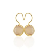 Kadir Jewellery 22 Ayar Altın Kaplama Kadın Taşlı Küpe -El İşçiliği Ve Hipoalerjenik Küpe -E01 (Turuncu)