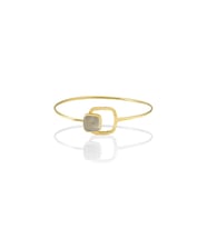 Kadir Jewellery 22 Ayar Altın Kaplama El İşçiliği Zirkon Taşlı Kadın Kelepçe Bilezik (Gri)