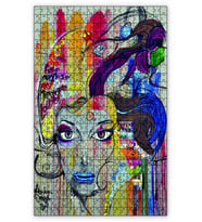 Cakapuzzle Kadın Yüzü Grafiti Puzzle Yapboz MDF (Ahşap) (1000 Parça)