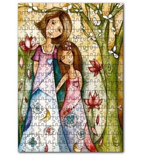 Cakapuzzle İnce Uzun Elbiseli Anne Kız İllüstrasyon Puzzle Yapboz MDF (Ahşap) (255 Parça)