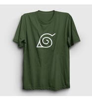 Presmono Unisex Sarı Konoha Anime Naruto T-Shirt 133147tt (Haki)