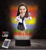 Doğum Günü Hediyesi,Sevgiliye Hediye, Kişiye Özel Fotoğraflı Eczacı Karikatür 3D Led Lamba (RGB)
