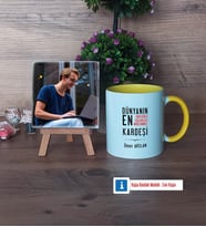 Erkek Kardeş Fotoğraflı Dekoratif Taş, Kupa Bardak Beyaz Hediye (Model 7)