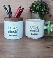 Uçak Mühendisi Hediye Sepeti Kupa Bardak T Kulplu, Kalemlik Hediyeleri Mühendisler Günü Hediyesi (Model 8)