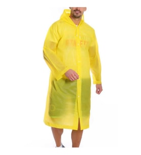 Kadın Erkek Yağmurluk Kapüşonlu Çıtçıtlı Eva Unisex Pratik Kapşonlu Yağmurluk XL Büyük Beden (Sarı)