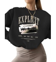3 iplik şardonlu Sweatshirt kadın unisex kalın Bej Sweatshirt erkek Açık Baskılı bisiklet yaka (Siyah)
