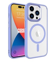 Apple iPhone 15 Pro Kılıf Wireless Şarj Özellikli Krom Magsafe Silikon Kılıf (Lila)