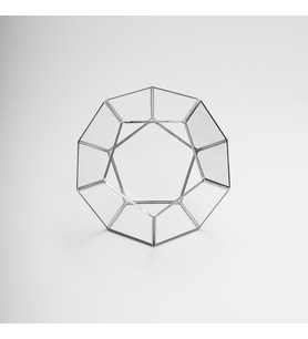 21x21x17cm  Cam Fanus  Geometrik Teraryum  Çikolata Kutusu  Pirinç & Gold, Bakır, Gümüş, Siyah (Gümüş)