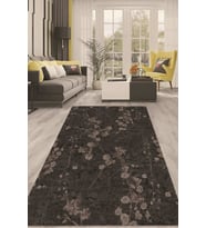 Dijital Kaymaz Taban Yıkanabilir Modern Renkli Salon Halısı Mutfak Halısı Yolluk ND-HT-226 (Siyah)