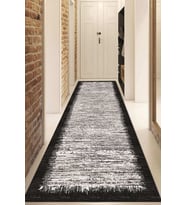 Dijital Baskılı Kaymaz Taban Yıkanabilir Modern Yolluk Ve Koridor Halısı NDU-HS-185 (Siyah)