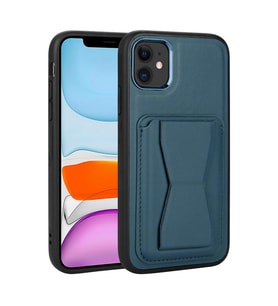 Uyumlu Model Apple iPhone 11 Kılıf ?Pu Deri Kartlıklı Standlı Kapak (Lacivert)