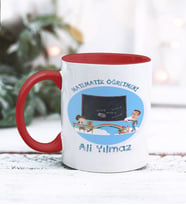 Matematik Öğretmeni Tasarımlı Kişiye Özel Kupa Bardak (Kırmızı)