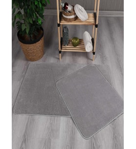 My Evilla Modern Dekoratif Peluş Simirna 50x80-50x40 Banyo Klozet Takımı (Gri)