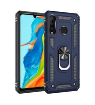 Samsung Galaxy A20S Uyumlu Kılıf Standlı Manyetik Yüzüklü Military Magnetic Ring Polycarbonate and TPU Case (Lacivert)