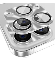 ALLY iPhone 15 Pro-15 Pro Max Metal Tempered Kamera Lens Koruyucu (Gümüş)