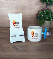 Mühendis Hanım Diyeceksiniz Hediye Sepeti Kupa Bardak T Kulplu ve Ahşap Telefon Standı Kadın Mühendise Mühendisler Günü Hediyesi (Model 3)