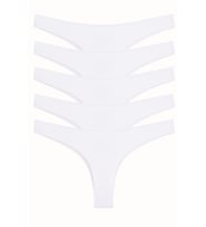 Kadın Külot Brazillian Tanga Lazer Kesim Esnek Iz Yapmayan 5 li Paket Polyester SİYAH (Beyaz)