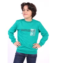 Toontoy Erkek Çocuk Creatıve Innovatıve Baskılı Sweatshirt (Yeşil)
