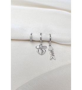 DENİZCİ ÇAPASI 3LÜ SET KÜPE ( ÇIPA, BALIK KILÇIĞI) (Gümüş)